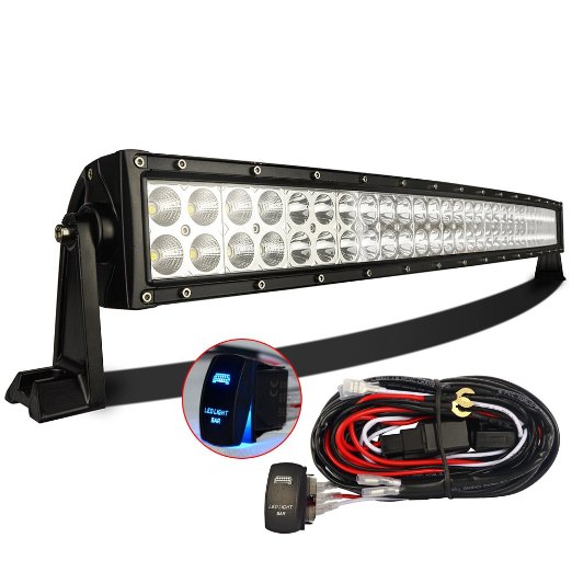 MICTUNING 32-Inch 180W Curved CREE LED Light Bar 12 Foot Wiring Kit