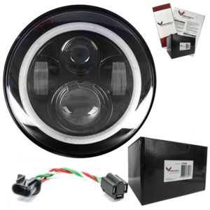 Eagle Lights 7-Inch LED Headlight with Halo Ring for Harley Davidson and Other Motorcycles