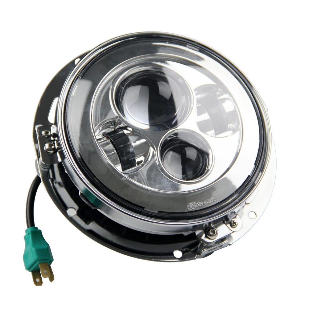 SKTYANTS 7-Inch round Harley Davidson LED Headlight With Chrome Ring Support