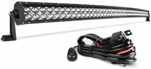 LED Light Bar 52 Inch Curved AUTO Work Light 4D 500W with 8ft Wiring Harness, 50000LM Offroad Driving Fog Lamp Marine Boating Light IP68 WATERPROOF Spot & Flood Combo Beam Light Bar, 2 Year Warranty