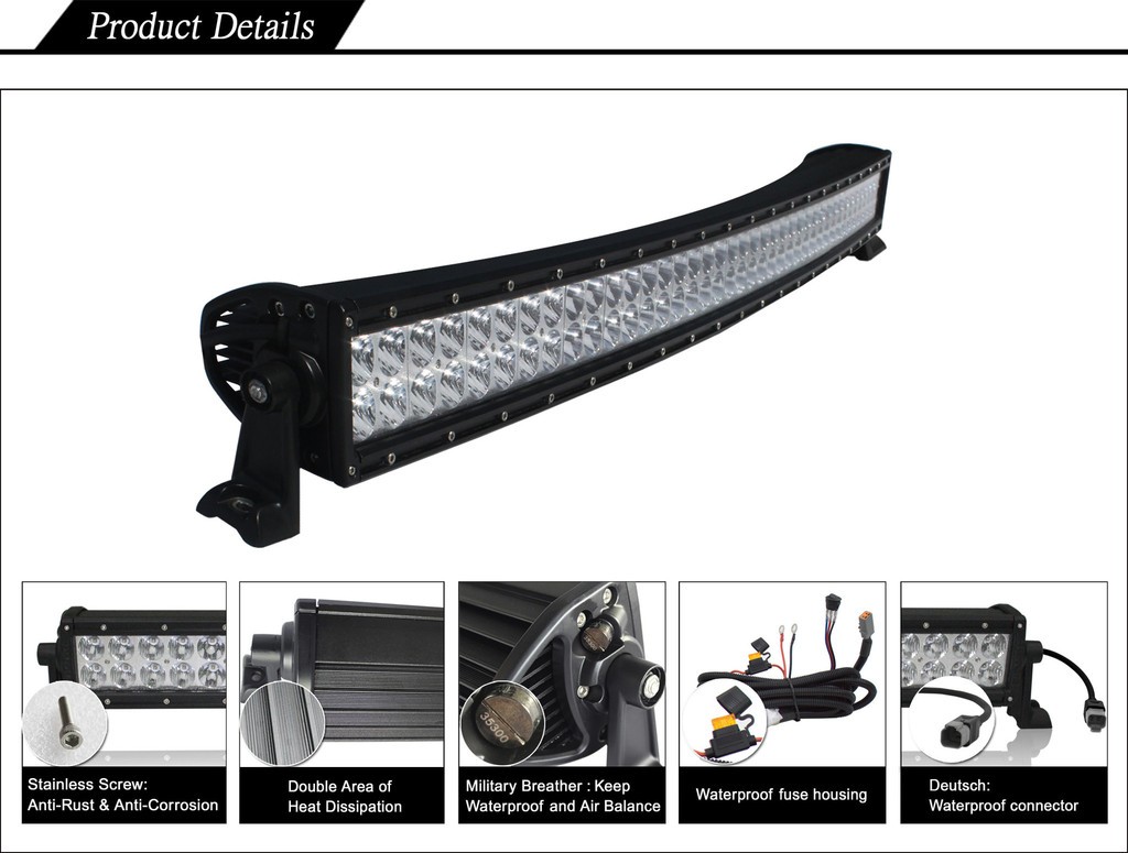 Black Oak LED 50 Inch Double Row Curved LED Light Bar Specs