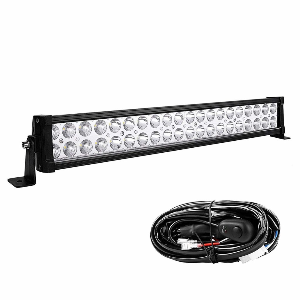 YITAMOTOR 24 Inch Light Bar Offroad Spot Flood Combo Led Bar Waterproof Dual Row LED Work Light with Wiring Harness compatible for Truck, 4X4, ATV, Boat, Jeep, LED Light Bar 120W White