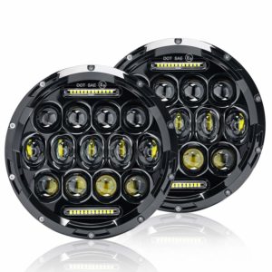 Uni-Light J005 LED 7-Inch Round Headlight With High/Low Beams Plus DRL Bars