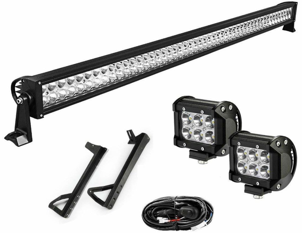 LED Light Bar YITAMOTOR 52" inch 300W Combo Light Bar + 2X 18W Led Light Pods+ Mounting Brackets+Wiring compatible for JEEP Wrangler JK, 3 Years Warranty, IP67 6000K