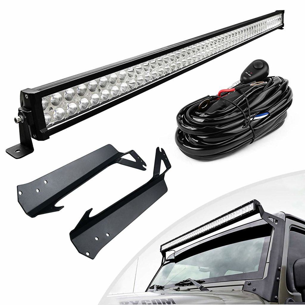 LED Light Bar YITAMOTOR 52 Inch Light Bars with Mounting Brackets compatible for Jeep Wrangler TJ with Wiring Harness, Waterproof Offroad Lights for Jeep 3 Year Warranty