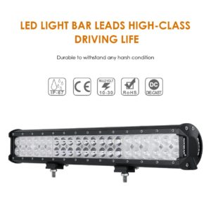 Auxbeam 20 Inch LED Light Bar 126W LED Bar with 42pcs 3W Led Off Road Driving Lights Spot Flood Combo Beam for Jeep Driving Off Road ATV SUV UTV
